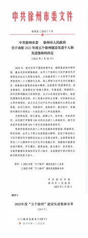 <strong>喜报！徐州市第一人民医院荣获2022年度“五个徐州”建设先进集体称号</strong>